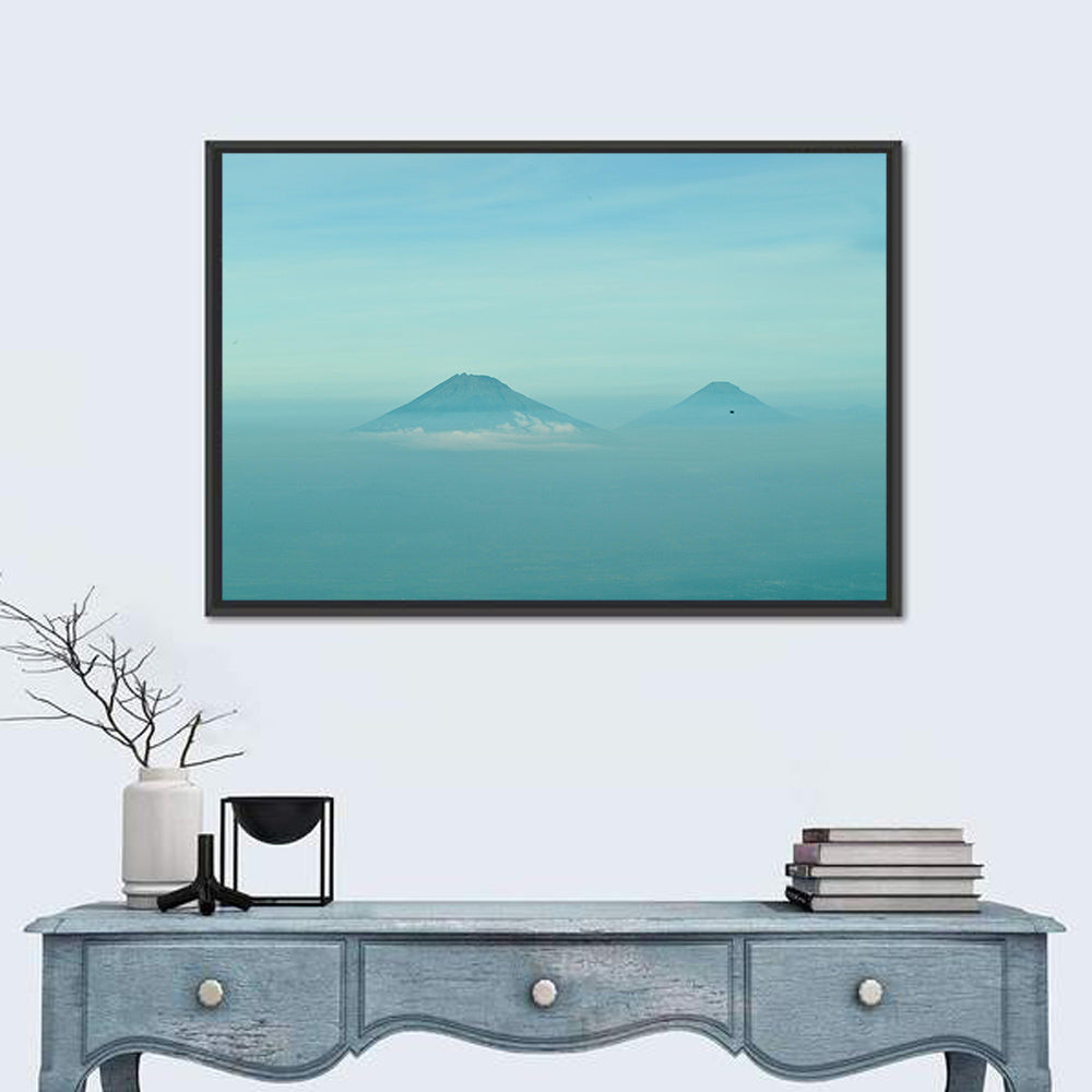 Sumbing and Sindoro Volcanoes Wall Art in a room, landscape