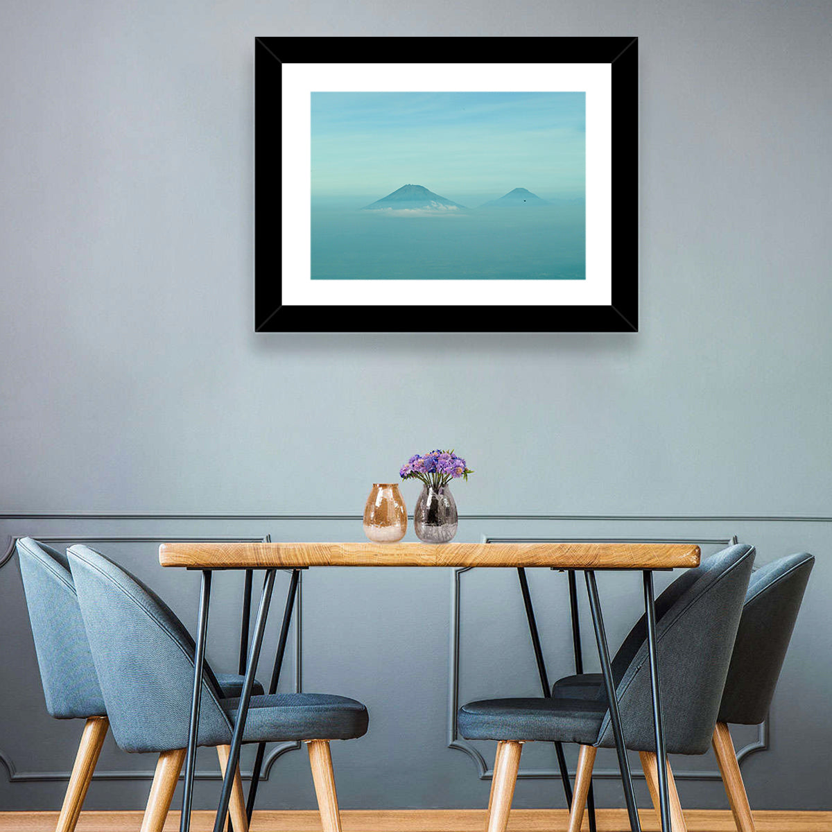 Sumbing and Sindoro Volcanoes Wall Art in a room, landscape