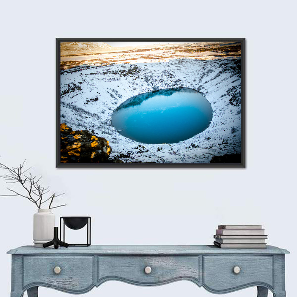 Kerid Crater Lake Wall Art in a room, landscape