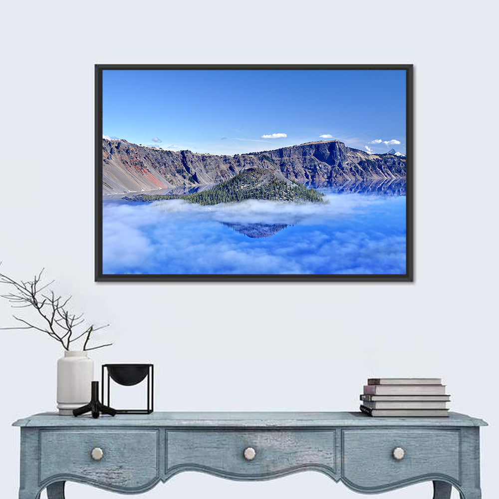 Wizard Island, Crater Lake Wall Art in a room, landscape