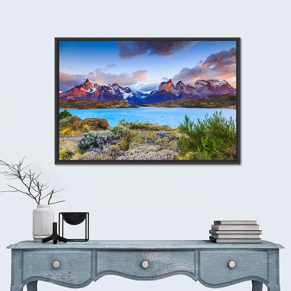 Lake Pehoe at Dawn Wall Art in a room, landscape