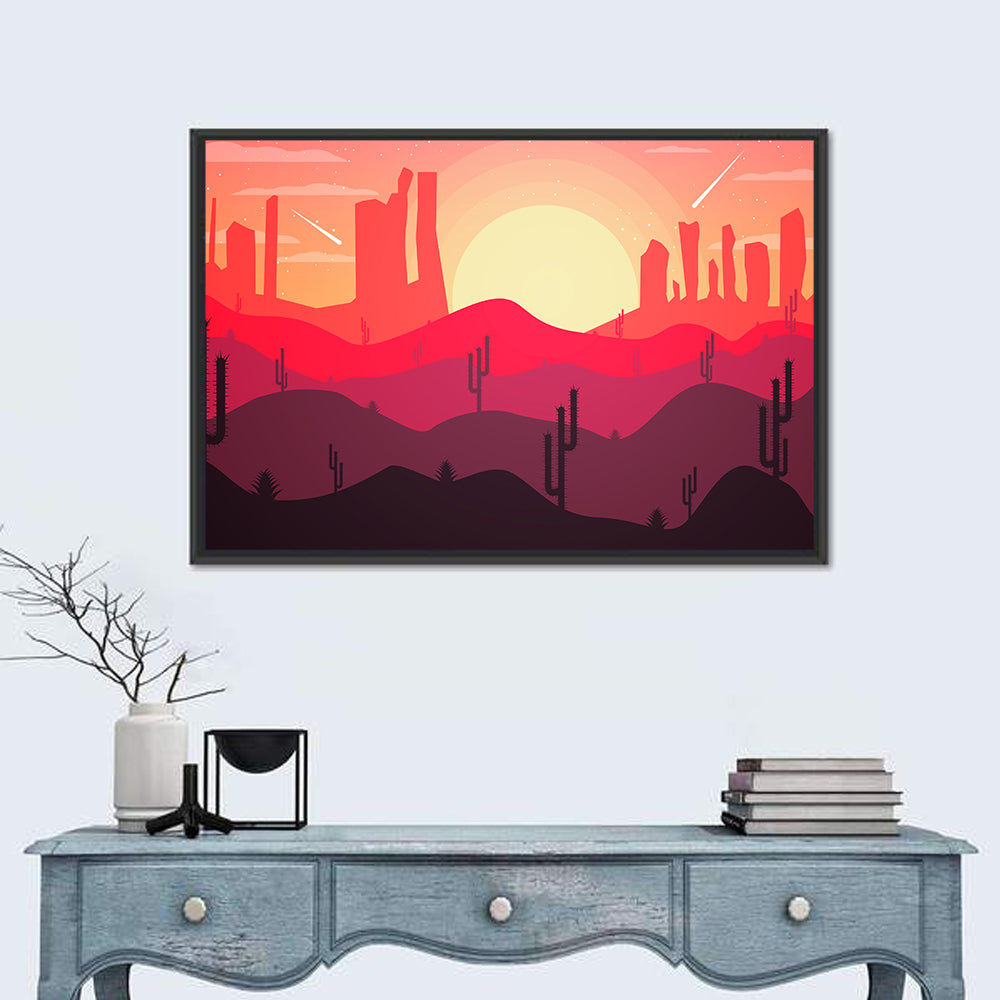 Sunset Desert Cacti Wall Art
