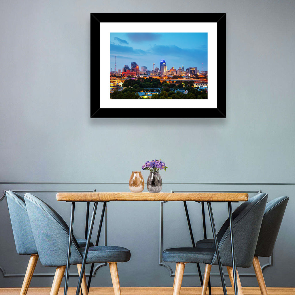 San Antonio Skyline at Dusk Wall Art