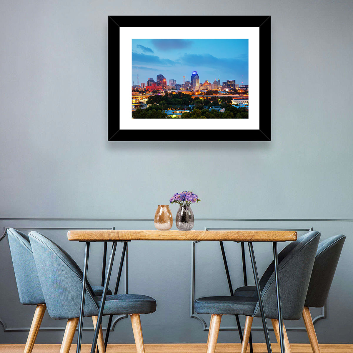 San Antonio Skyline at Dusk Wall Art