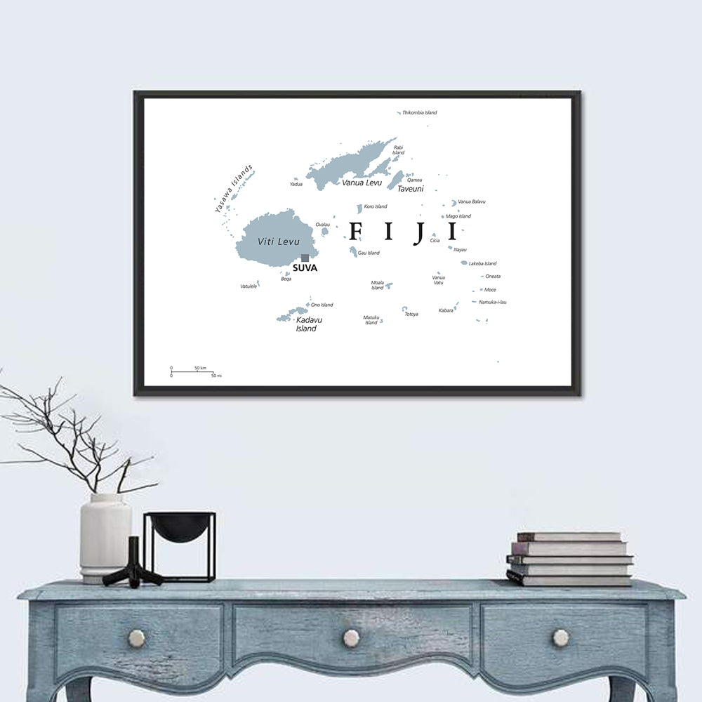 Fiji Islands Political Map Wall Art