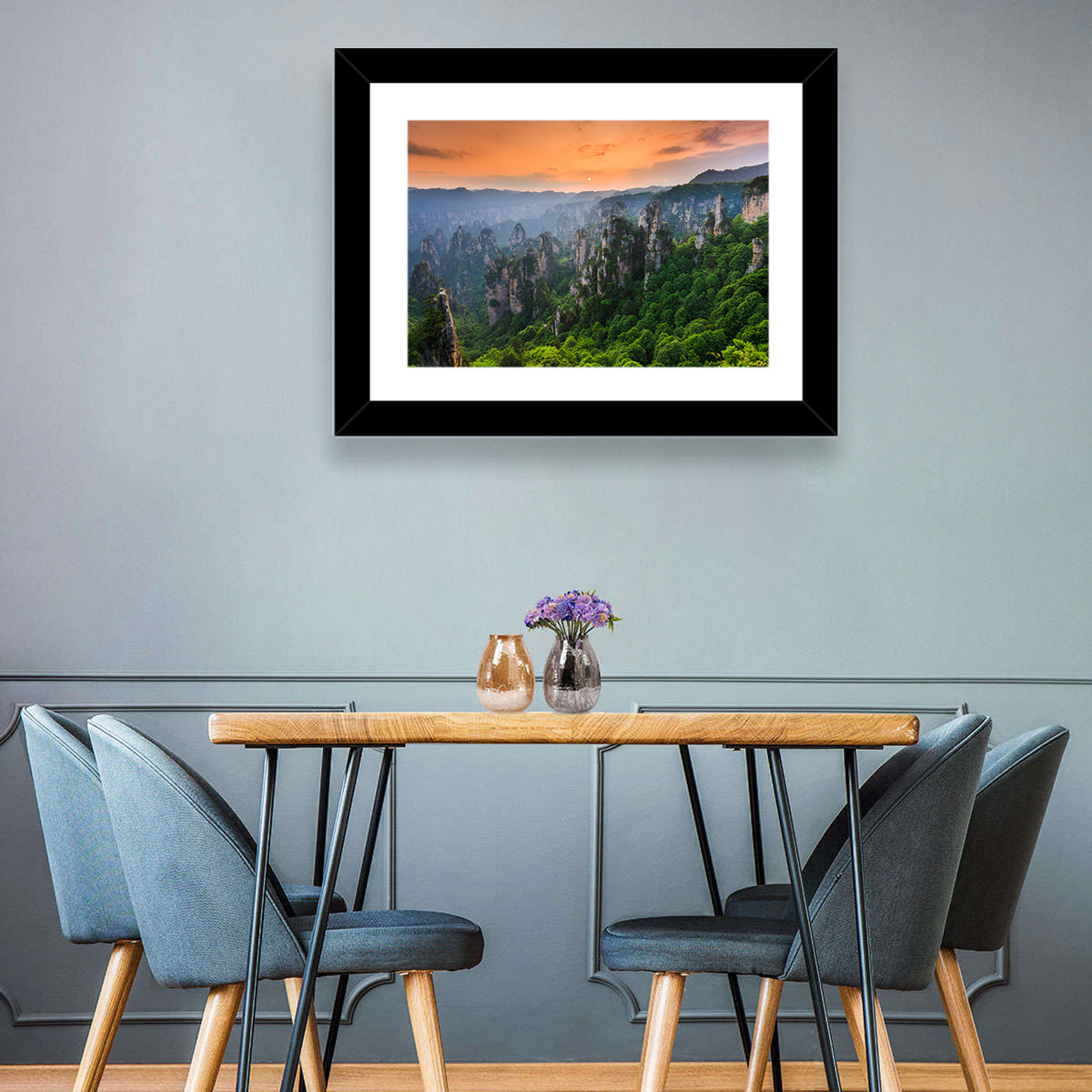 Zhangjiajie Forest at Sunset Wall Art in a room, landscape