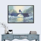 Robot and Little Girl on Bridge Wall Art