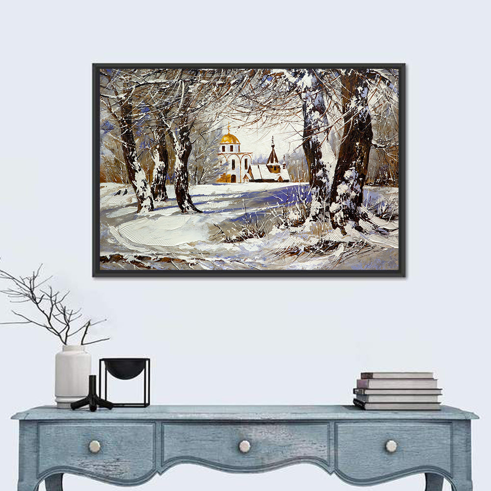 Winter Church with Gold Dome Wall Art