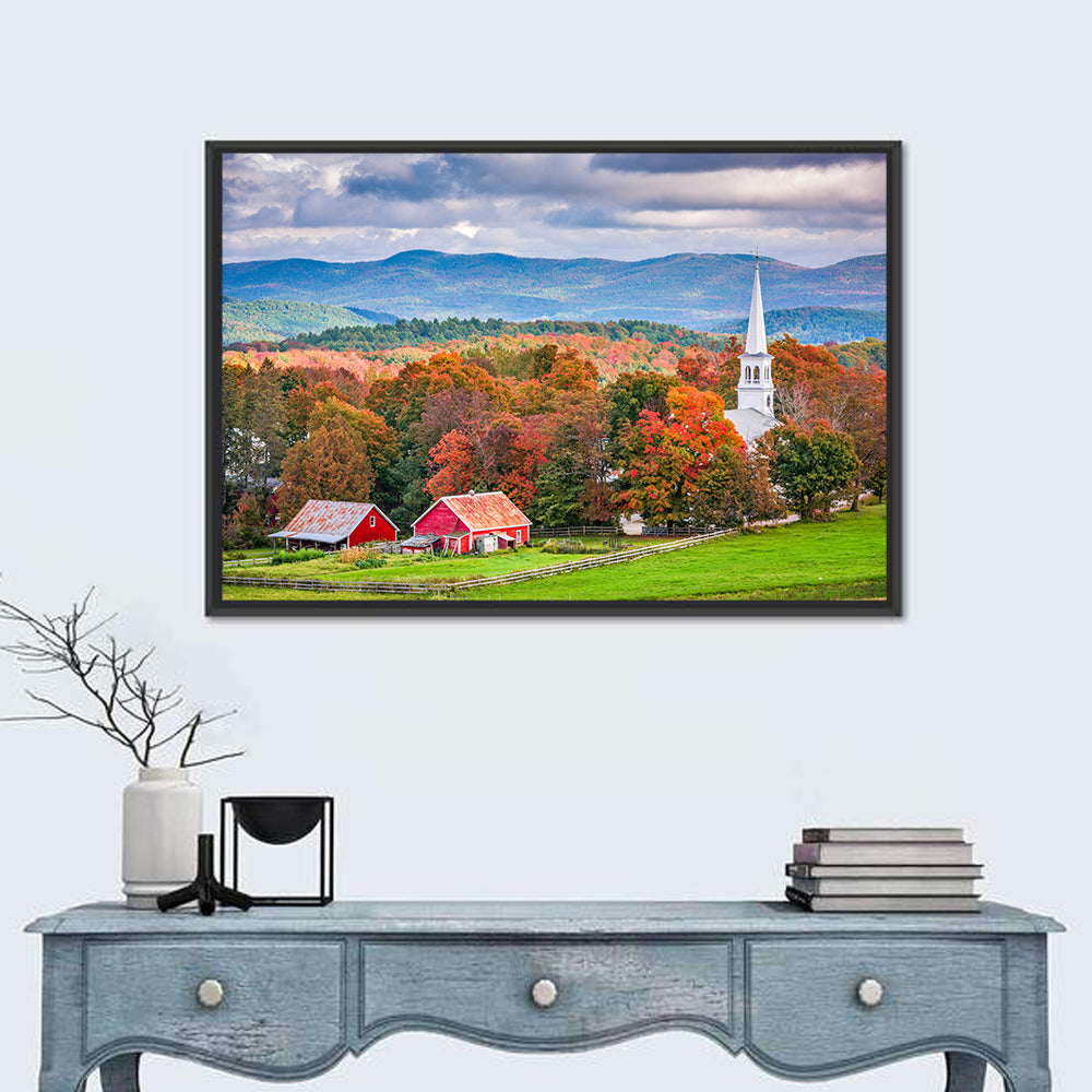 Peacham Autumn Pasture Wall Art in a room, landscape