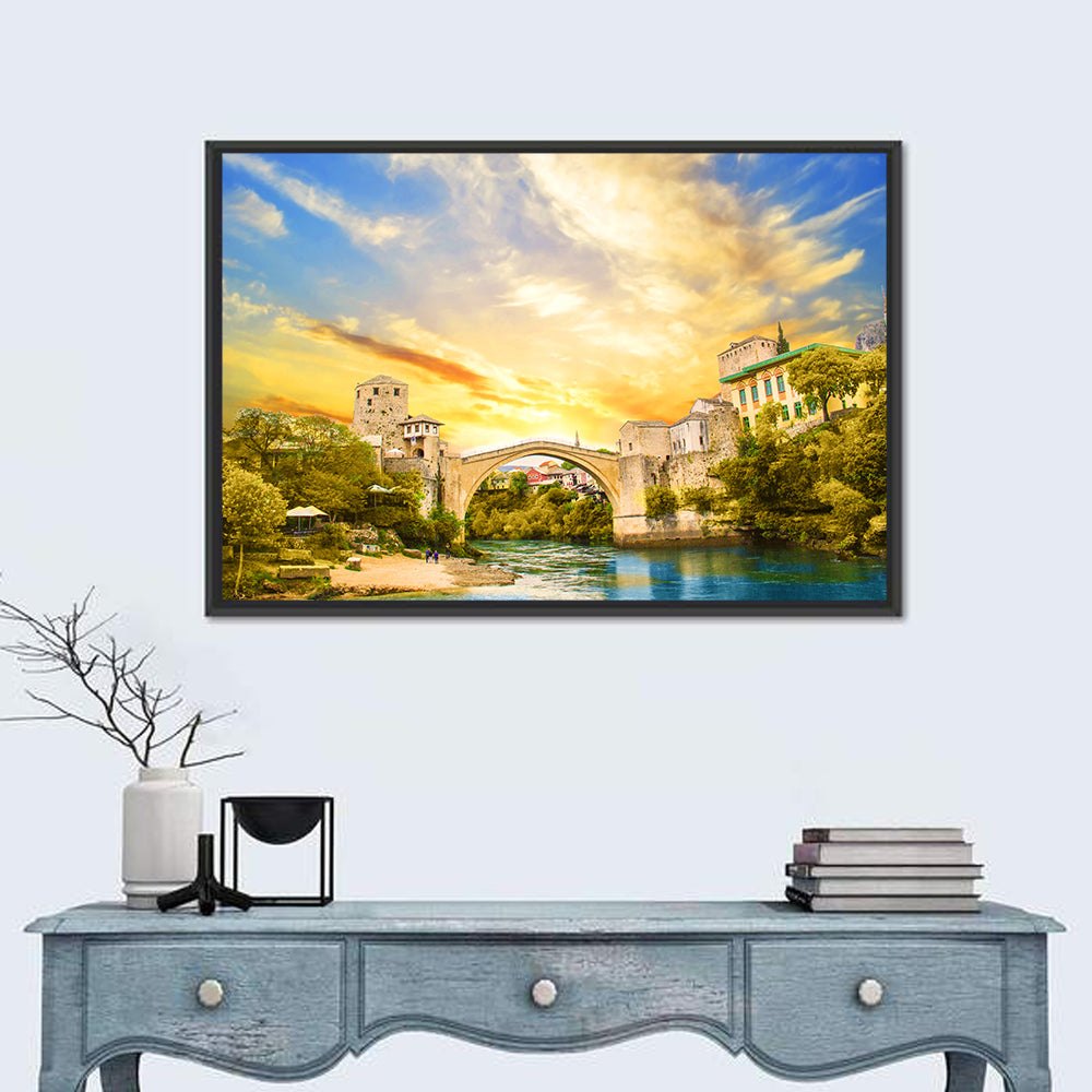 Stari Most at Sunset Wall Art