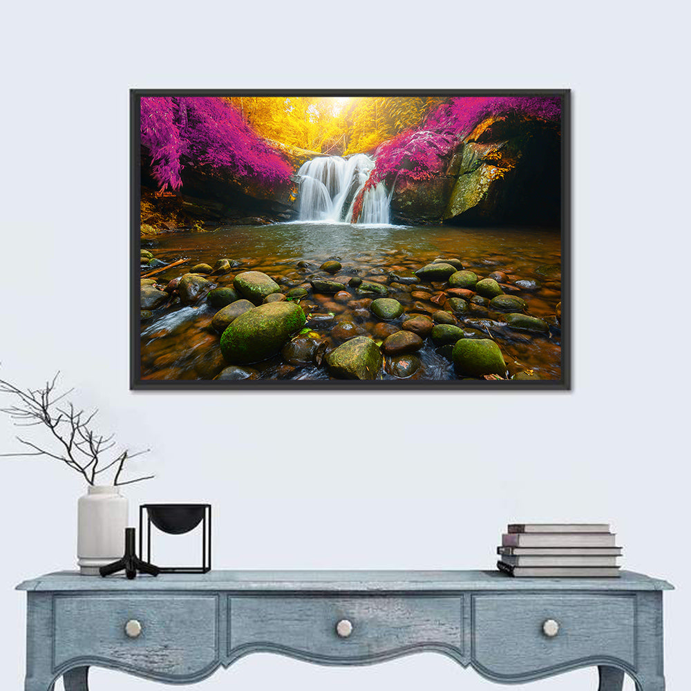 Phu Soi Dao Waterfall at Dusk Wall Art in a room, landscape