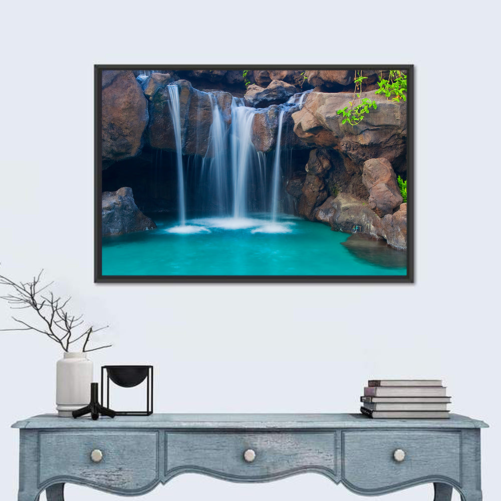 Waterfall Into Turquoise Pool Wall Art
