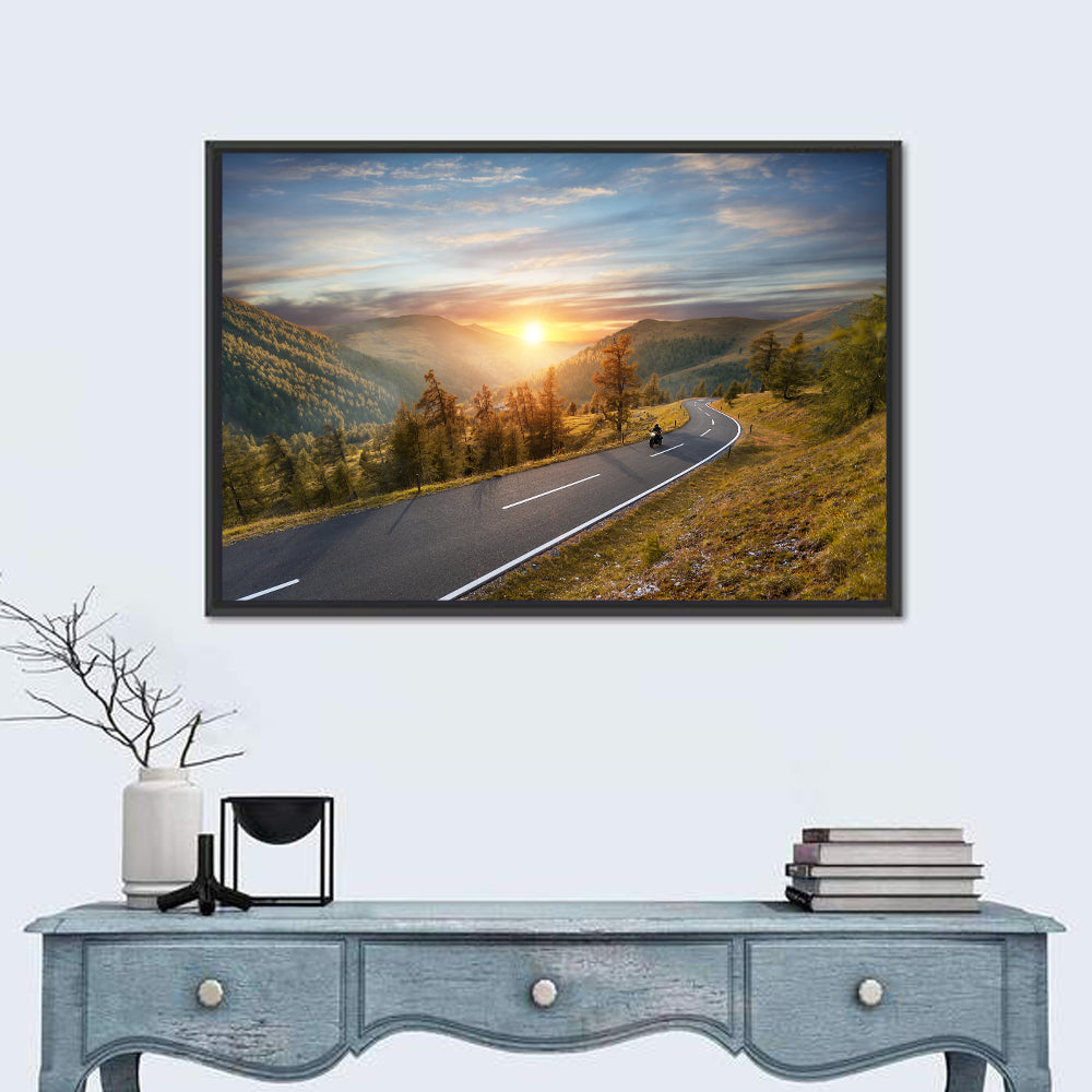 Alpine Highway at Golden Hour Wall Art in a room, landscape