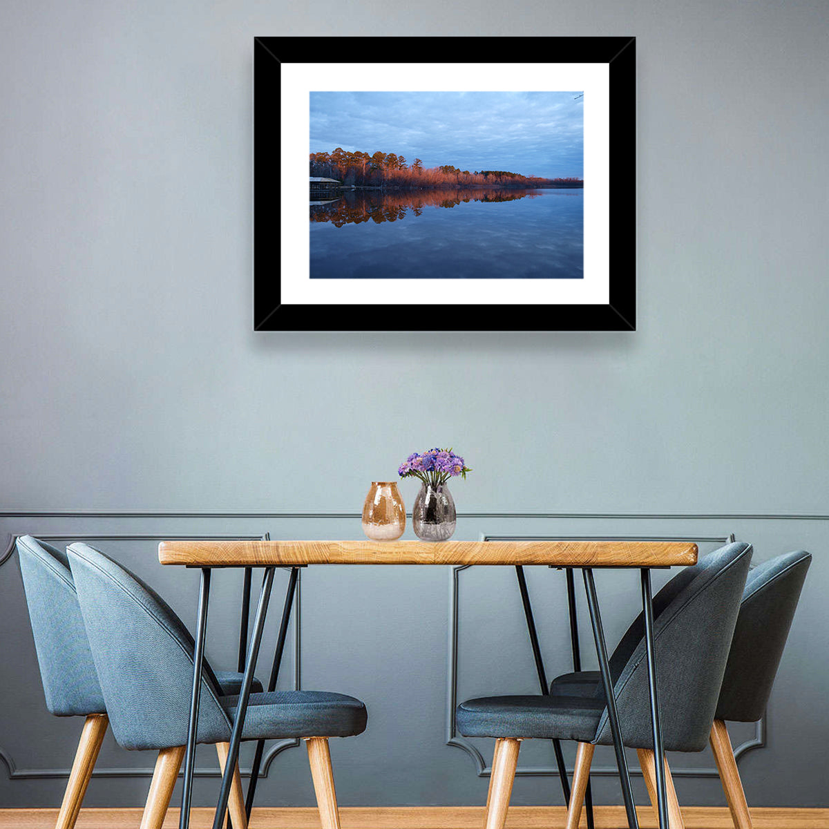 Lake Livingston Pier at Golden Hour Wall Art in a room, landscape