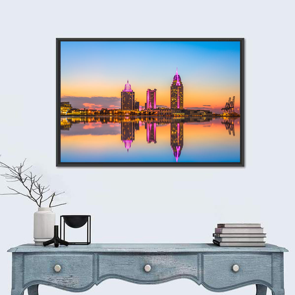 Mobile Alabama Sunset Skyline Wall Art