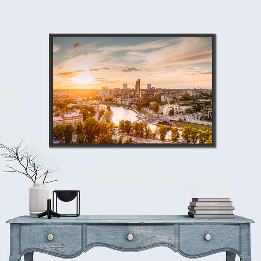 Vilnius Skyline at Golden Hour Wall Art