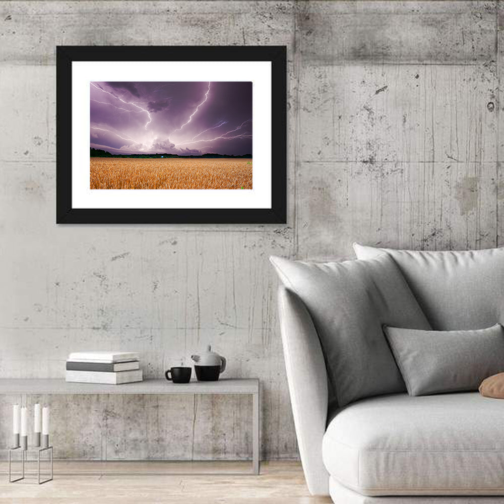 Lightning Over Wheat Field Wall Art
