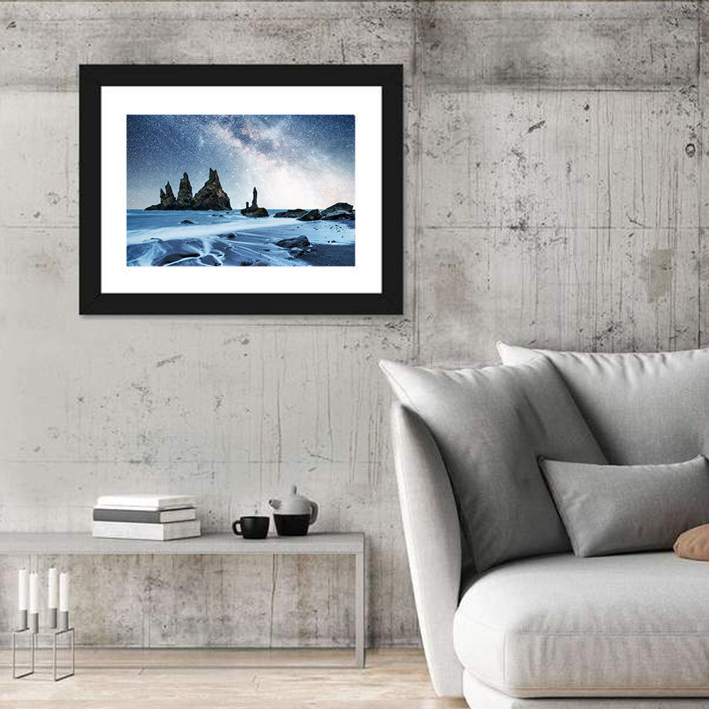 Reynisdrangar Sea Stacks Night Wall Art