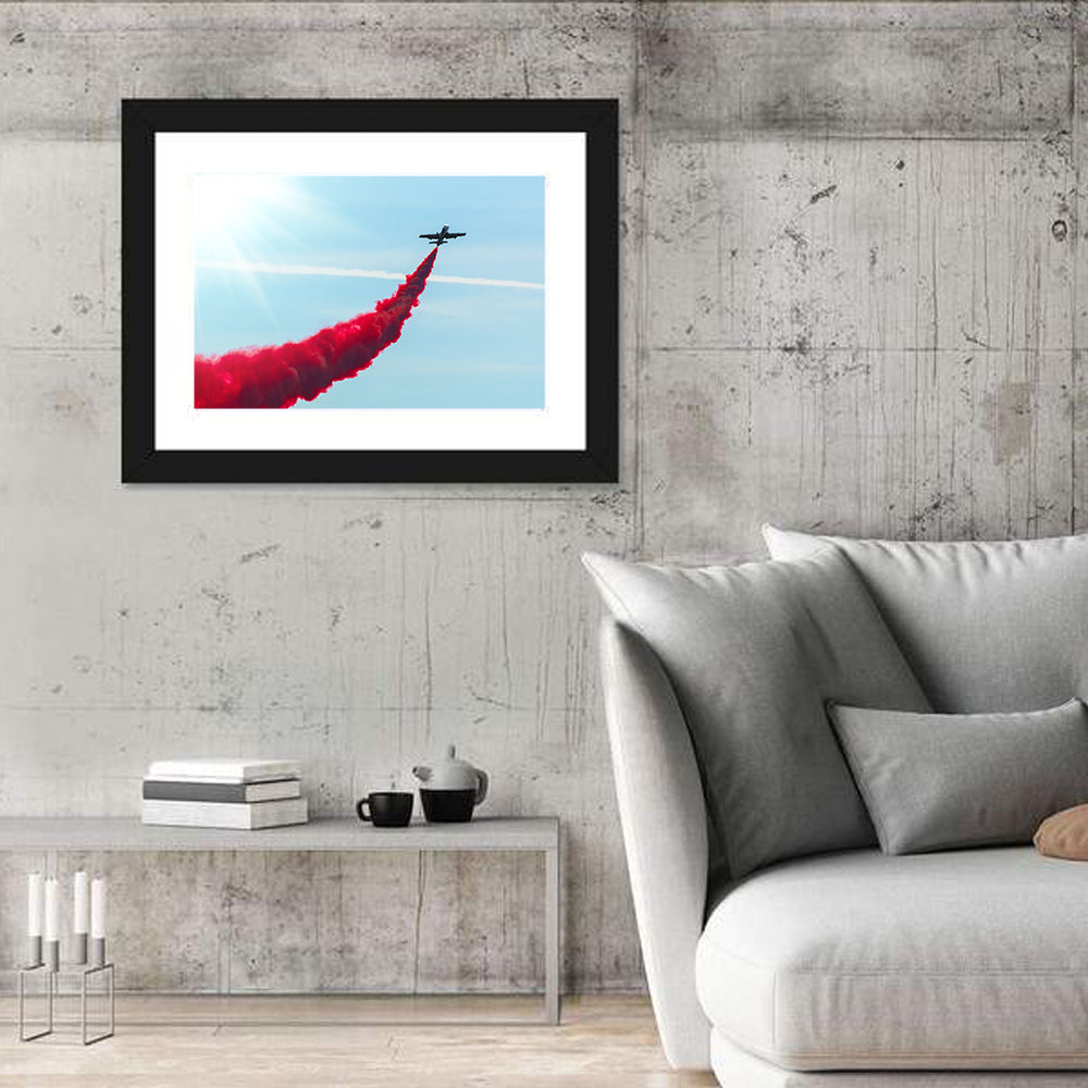 Jet with Red Smoke Trail Wall Art