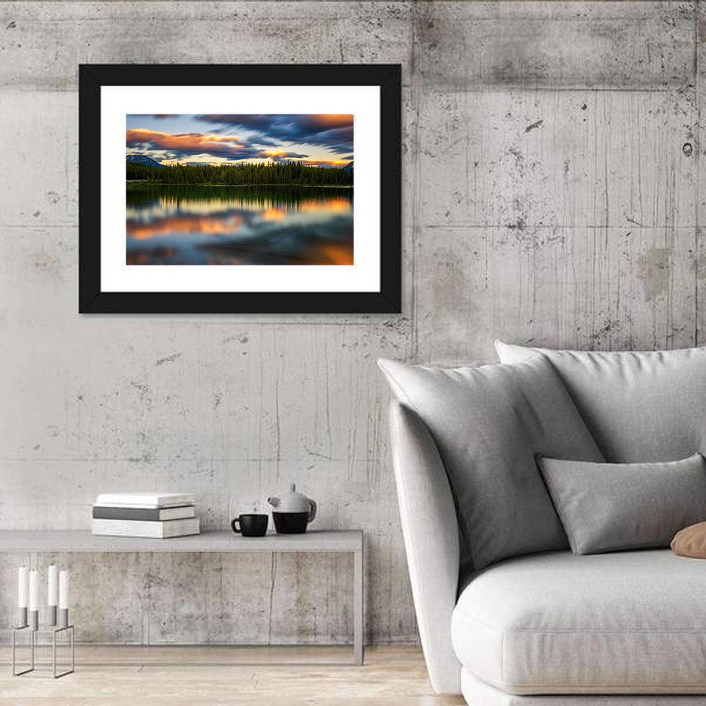 Herbert Lake Sunset Reflection Wall Art