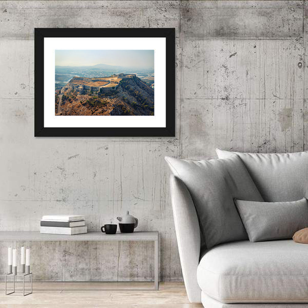 Rozafa Castle Aerial View Wall Art in a room, landscape