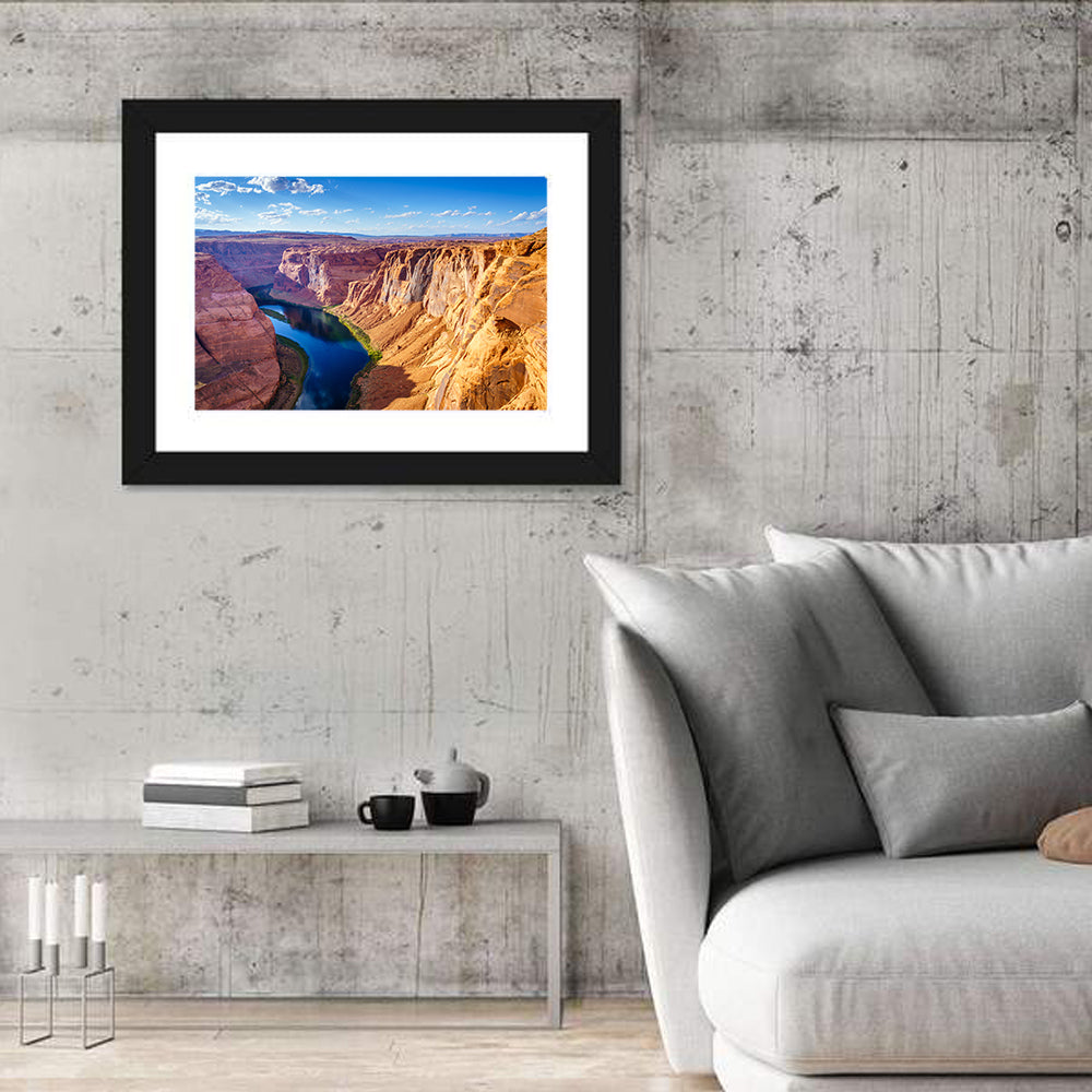 Horseshoe Bend Colorado River Wall Art in a room, landscape