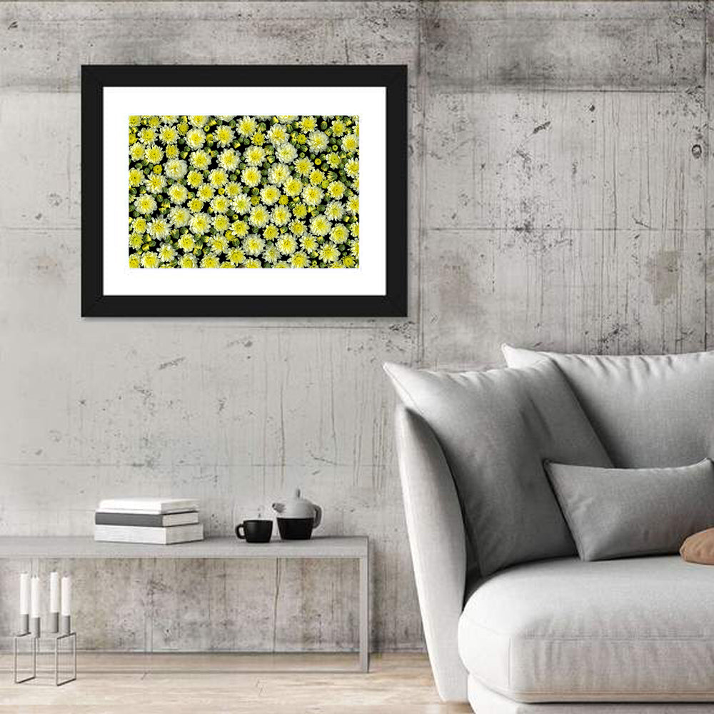 Yellow Chrysanthemum Bloom Pattern Wall Art