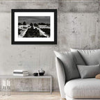 Moody Black and White Rocky Coast Waves Wall Art