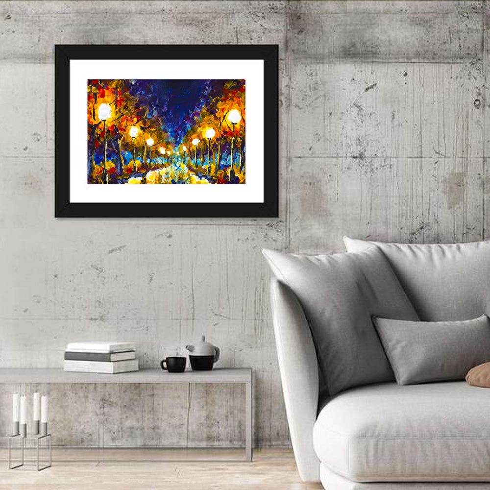 Autumn Evening Park Path Wall Art in a room, landscape