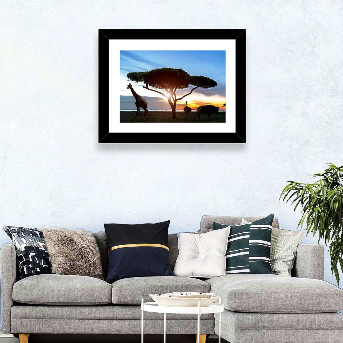 Savanna Silhouettes at Golden Hour Wall Art