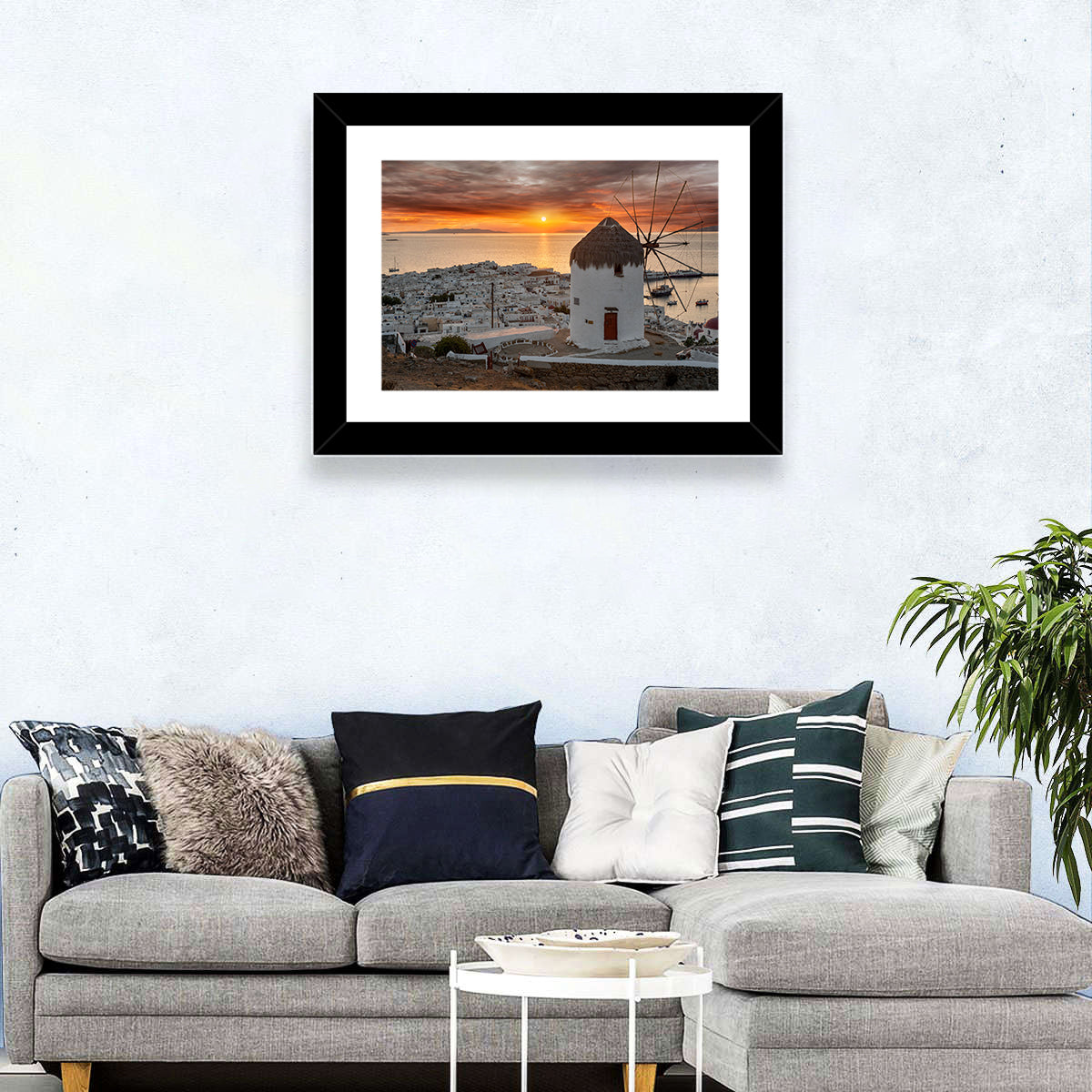 Mykonos Town Sunset Wall Art