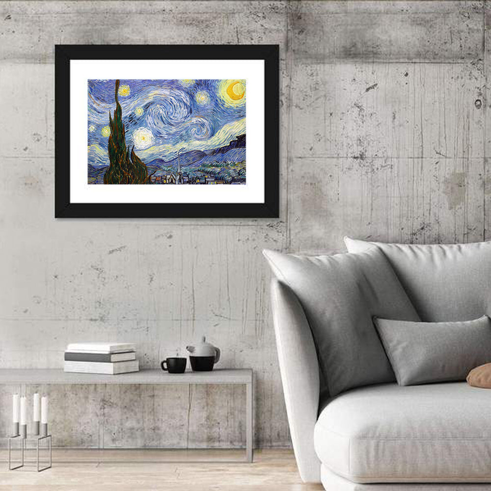 Starry Night Over Saint-rémy Wall Art in a room, landscape