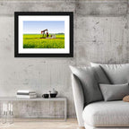 Rusty Pumpjack in Yellow Canola Field Wall Art
