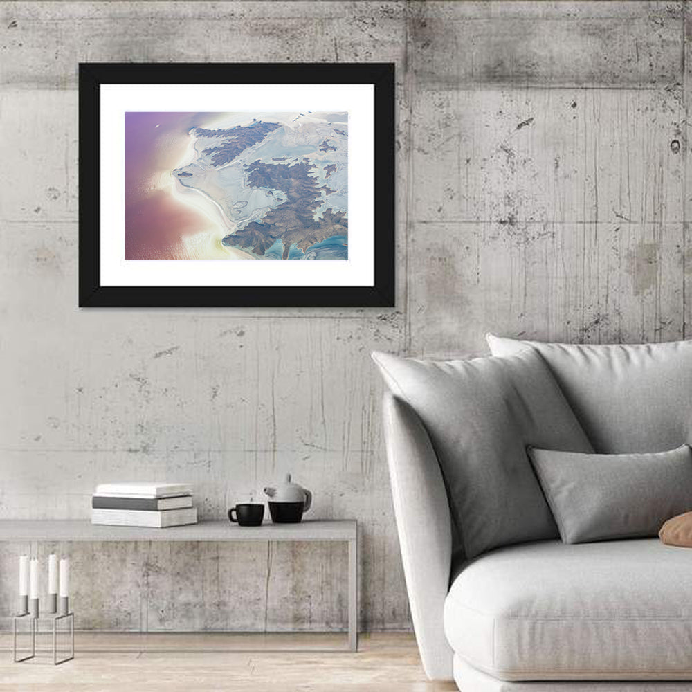 Urmia Lake Aerial View Wall Art in a room, landscape