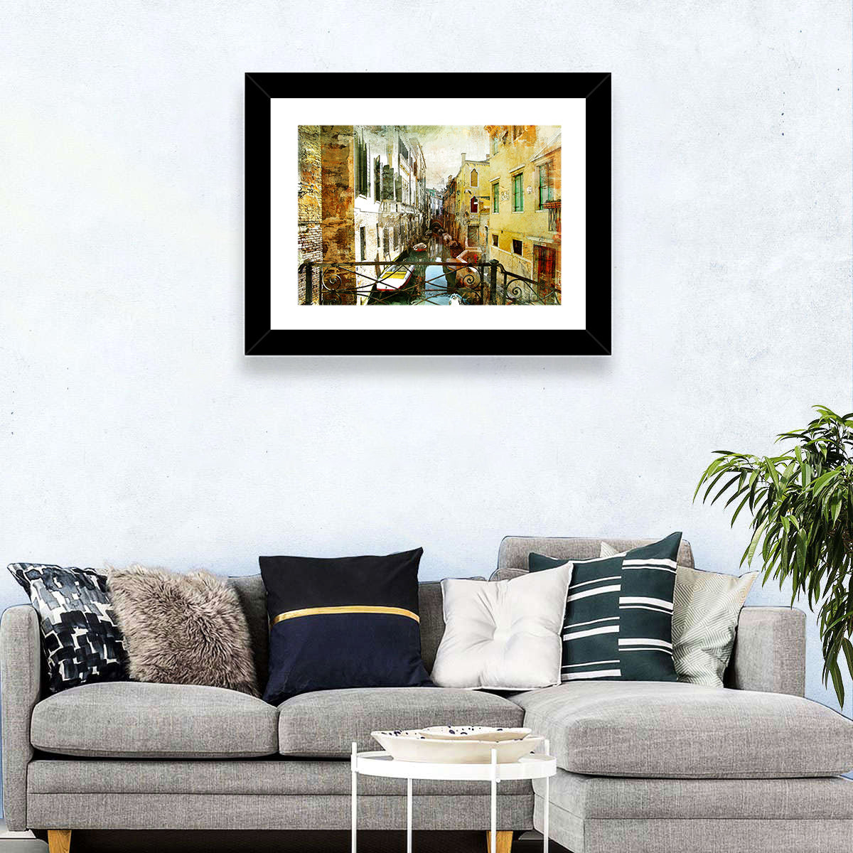 Venice Canal View Wall Art in a room, landscape