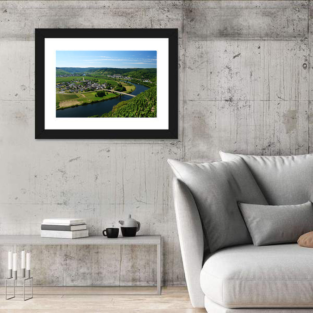 Piesport Moselle River View Wall Art in a room, landscape