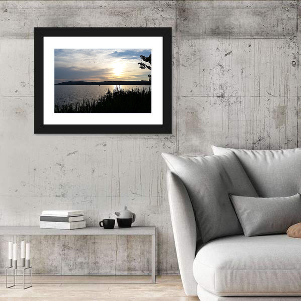 Lake Guntersville Sunset Wall Art in a room, landscape