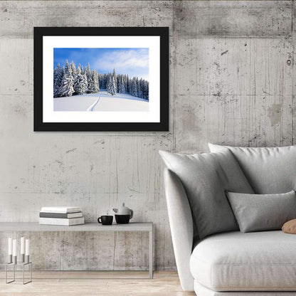 Snowy Mountain Forest Path Wall Art