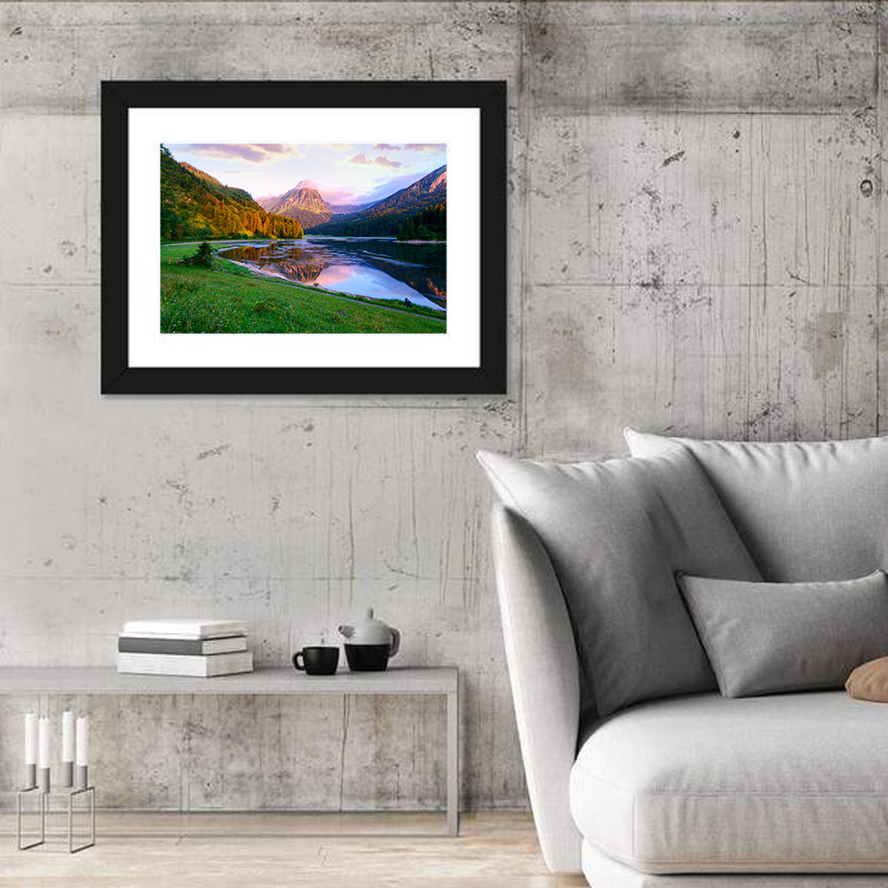 Obersee Reflection, Switzerland Wall Art in a room, landscape