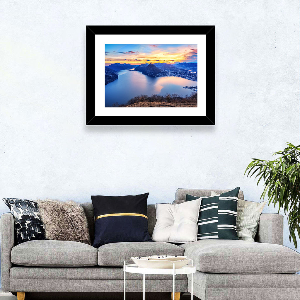 Sunset Over Lake Lugano Wall Art
