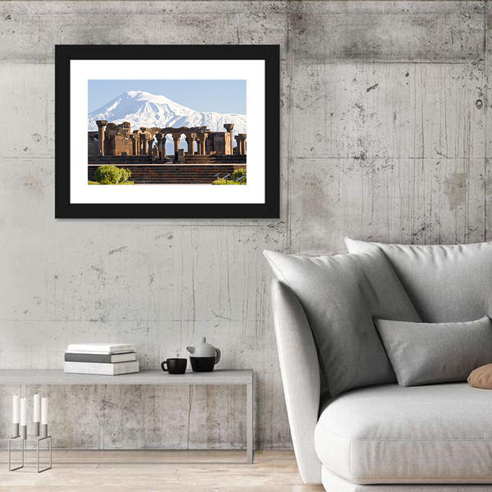 Zvartnots Cathedral and Mount Ararat Wall Art in a room, landscape