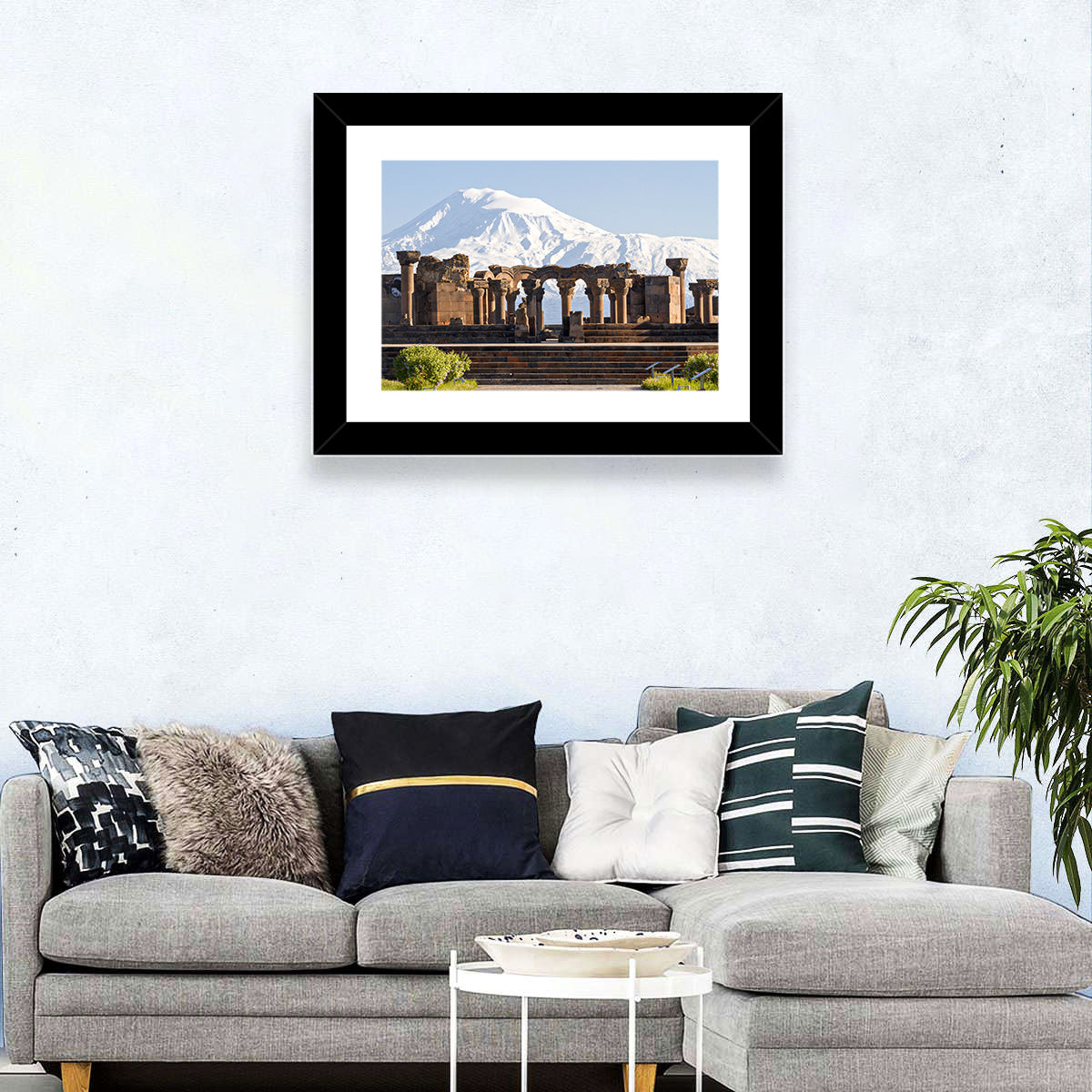 Zvartnots Cathedral and Mount Ararat Wall Art in a room, landscape