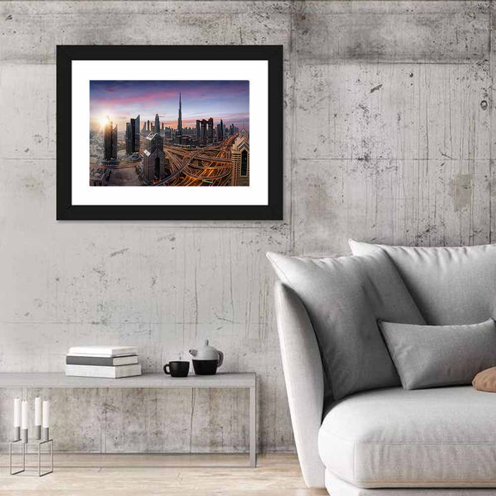 Dubai Skyline at Dusk Wall Art