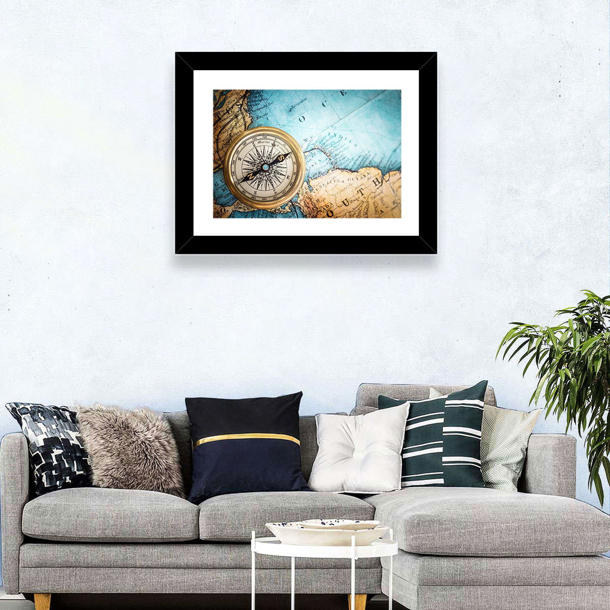 Retro Compass & Map Wall Art