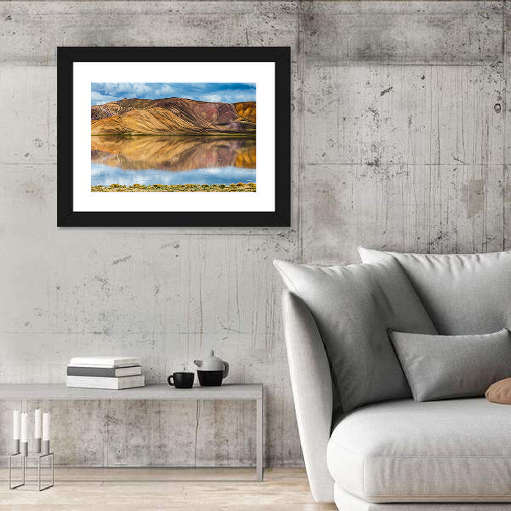 Bulunkul Lake Reflection Wall Art in a room, landscape