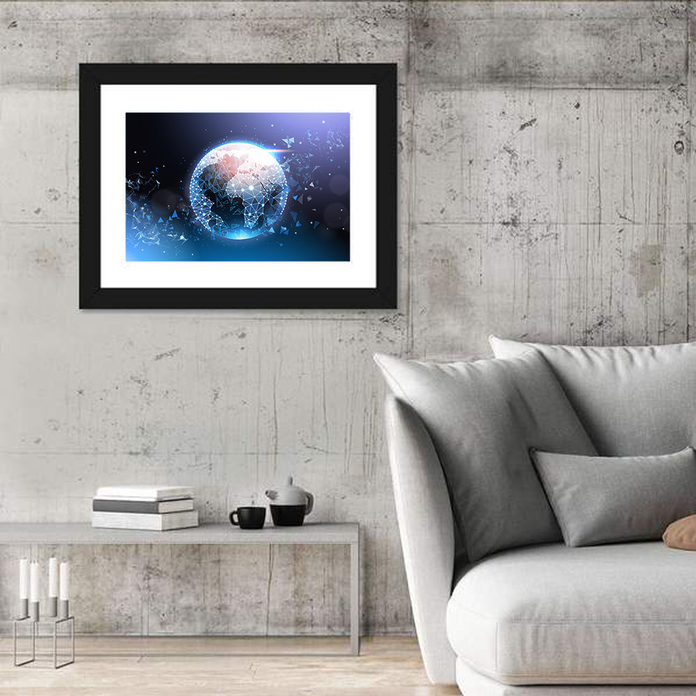 Wireframe Globe Network Wall Art