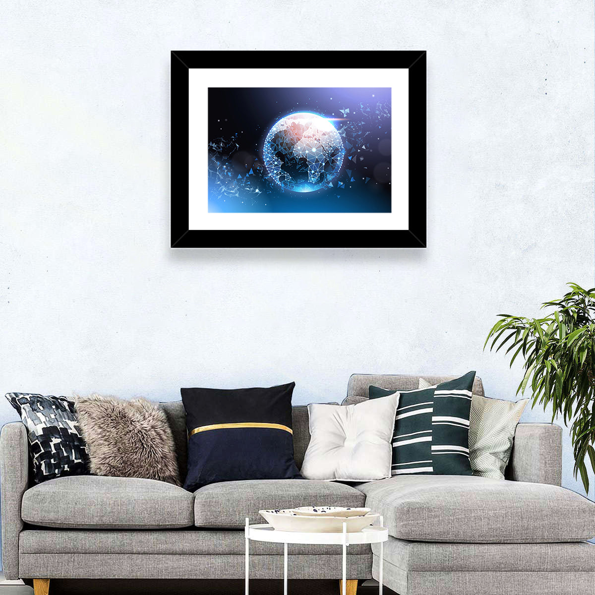 Wireframe Globe Network Wall Art