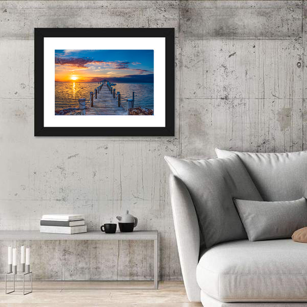 Islamorada Pier at Golden Hour Wall Art in a room, landscape