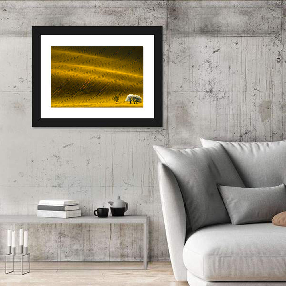 Golden Hour Rapeseed Field Wall Art in a room, landscape