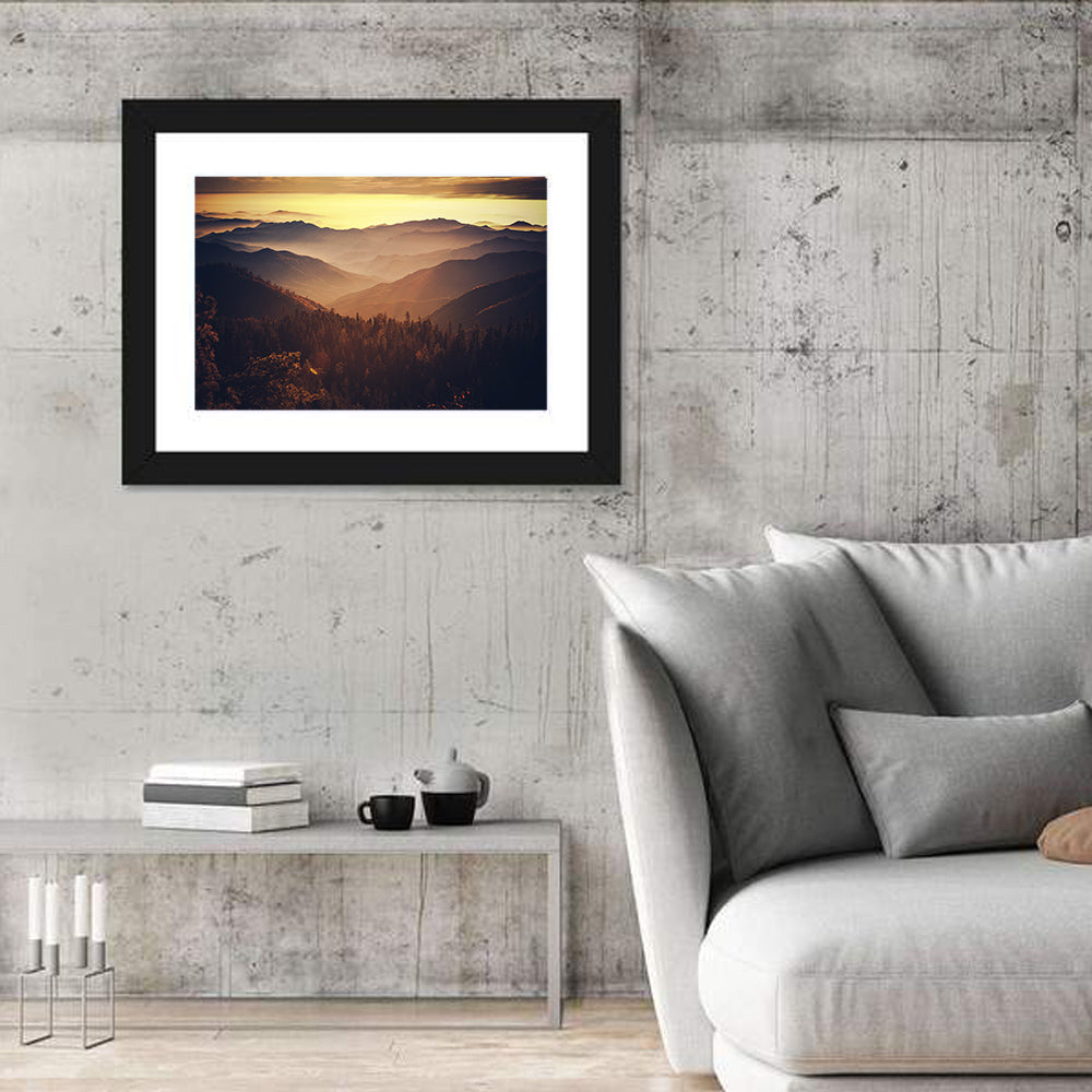 Sierra Nevada Mountains Wall Art in a room, landscape